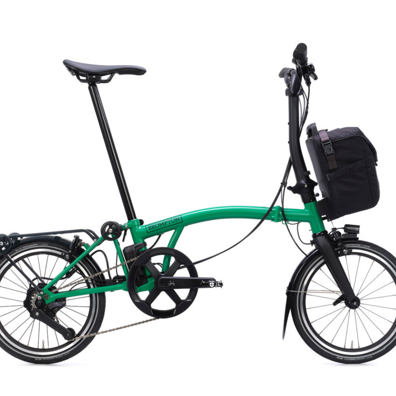 Brompton Electric P Line 4 Speed Mid Handlebars - Palm Green