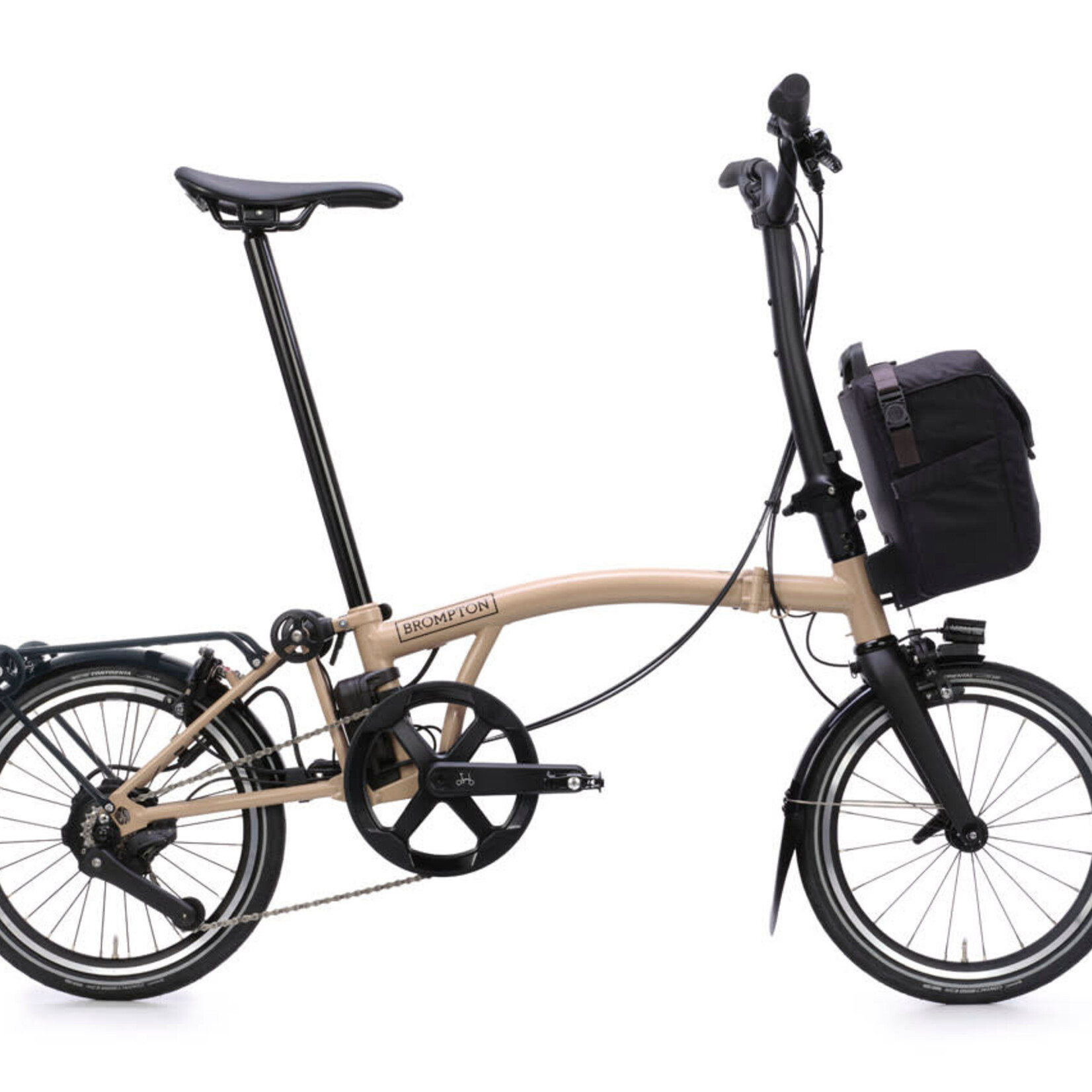 Brompton Electric P Line 4 Speed High Handlebars - Dune Sand