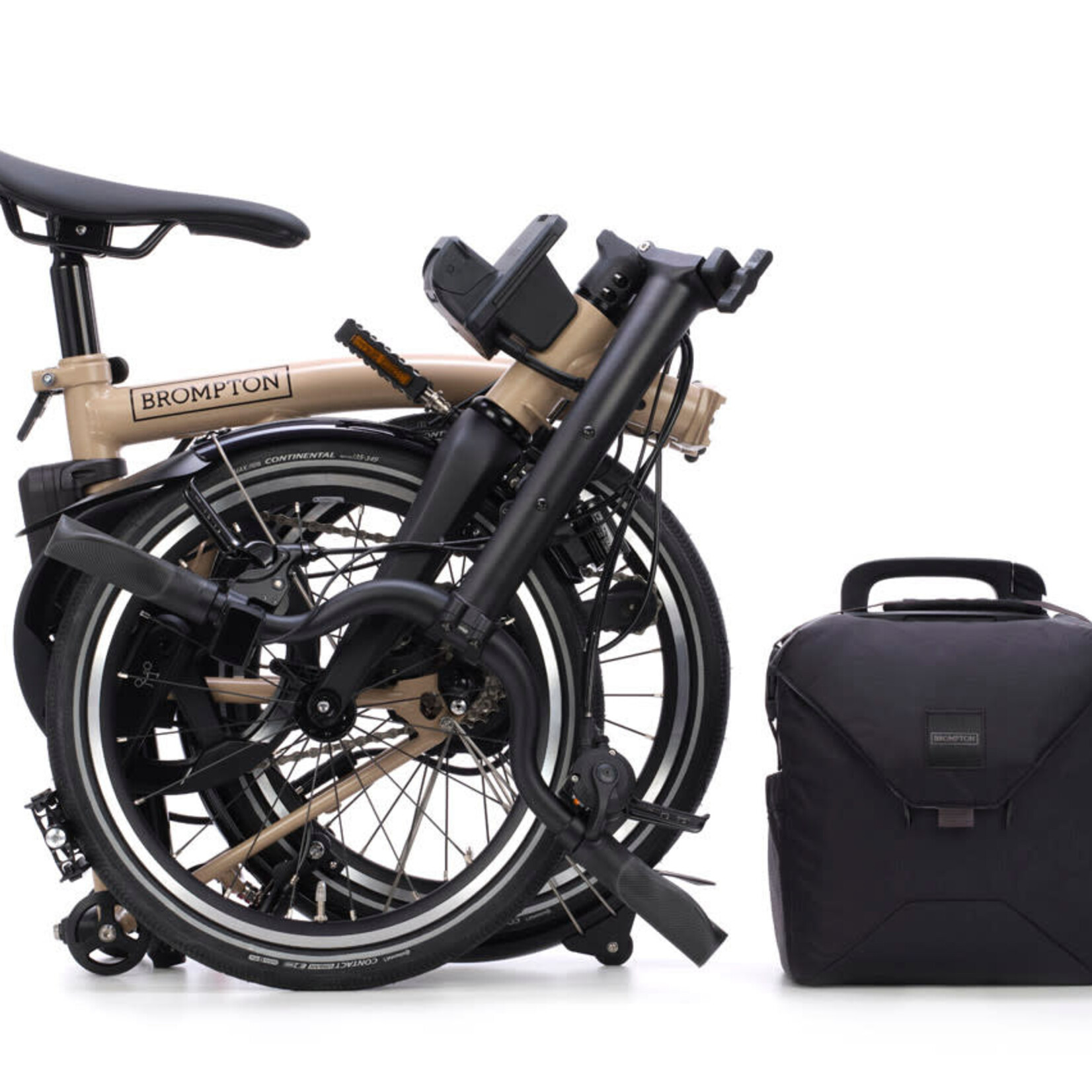 Brompton Electric P Line 4 Speed High Handlebars - Dune Sand