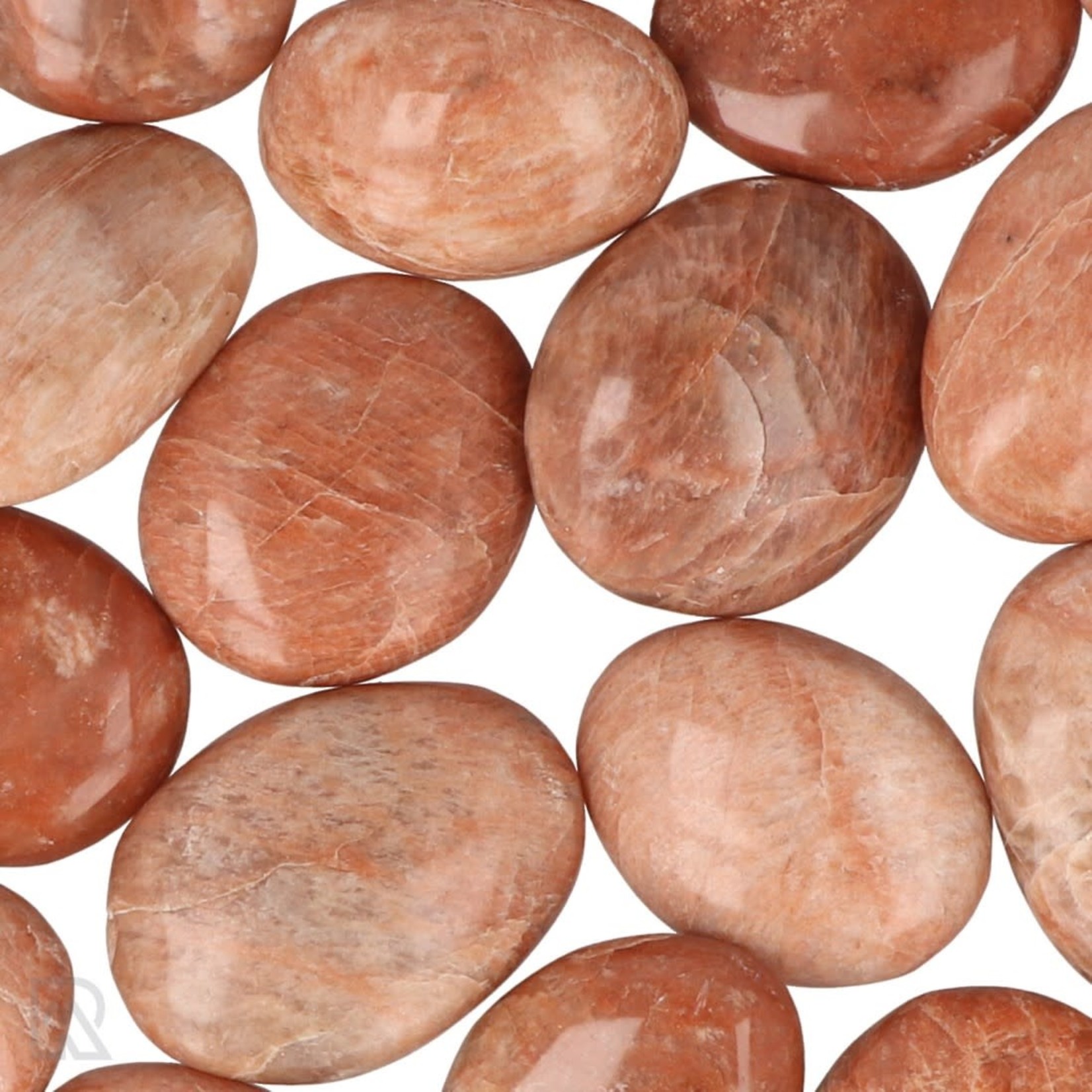 Roze maansteen geslepen zaksteen ± 25 - 35 mm, los per stuk