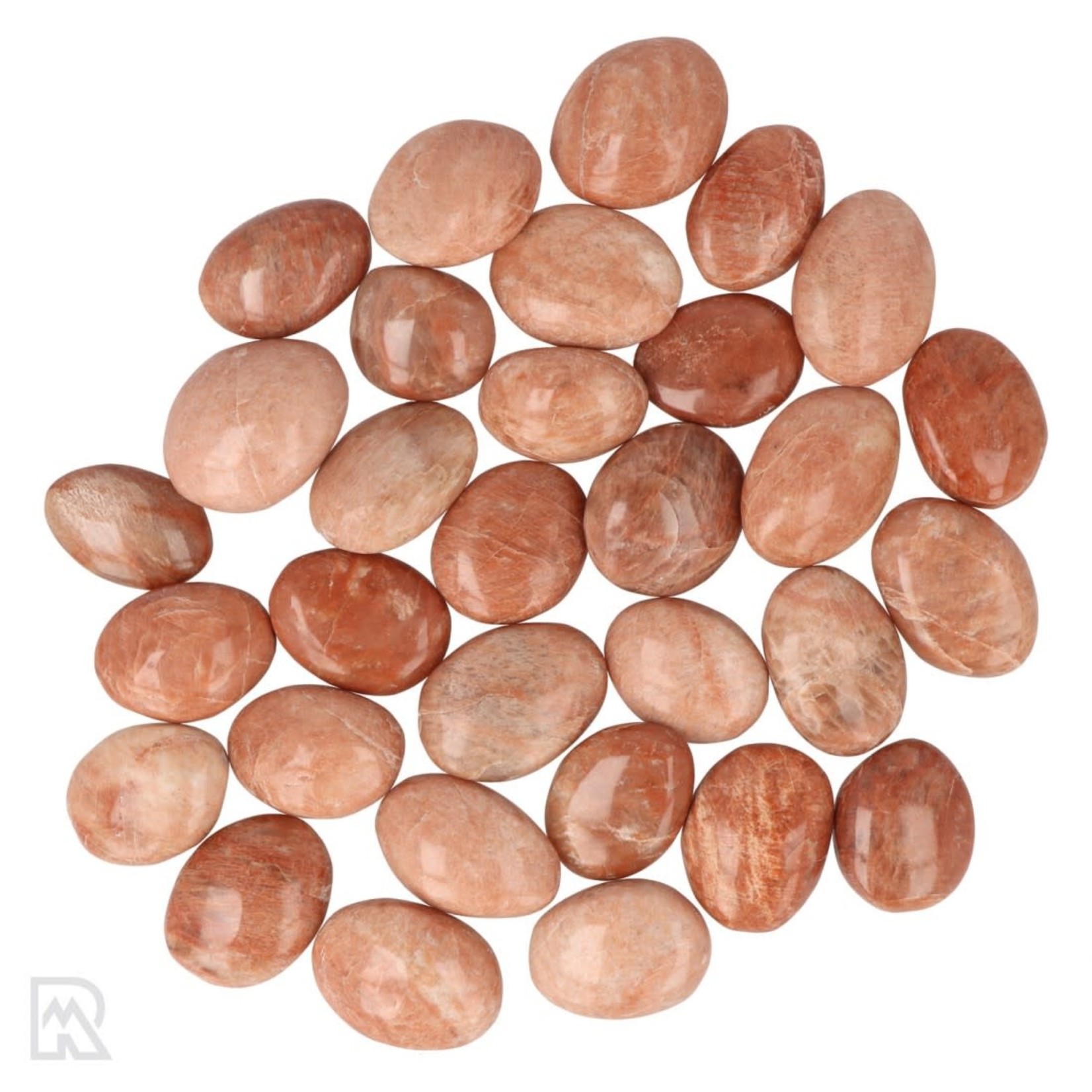 Roze maansteen geslepen zaksteen ± 25 - 35 mm, los per stuk