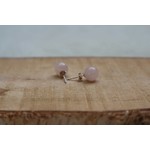 Rozekwarts oorbellen - 925 zilver, setje van 2 stuks
