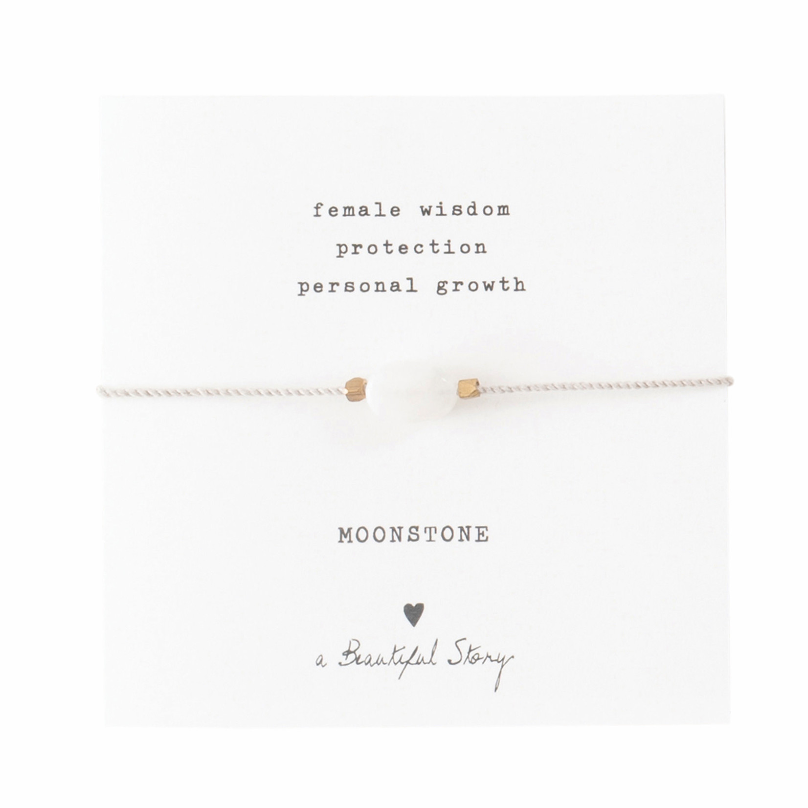A Beautiful Story Gemstone Card Moonstone Gold Bracelet/ Edelsteen Kaart Maansteen Goud Armband