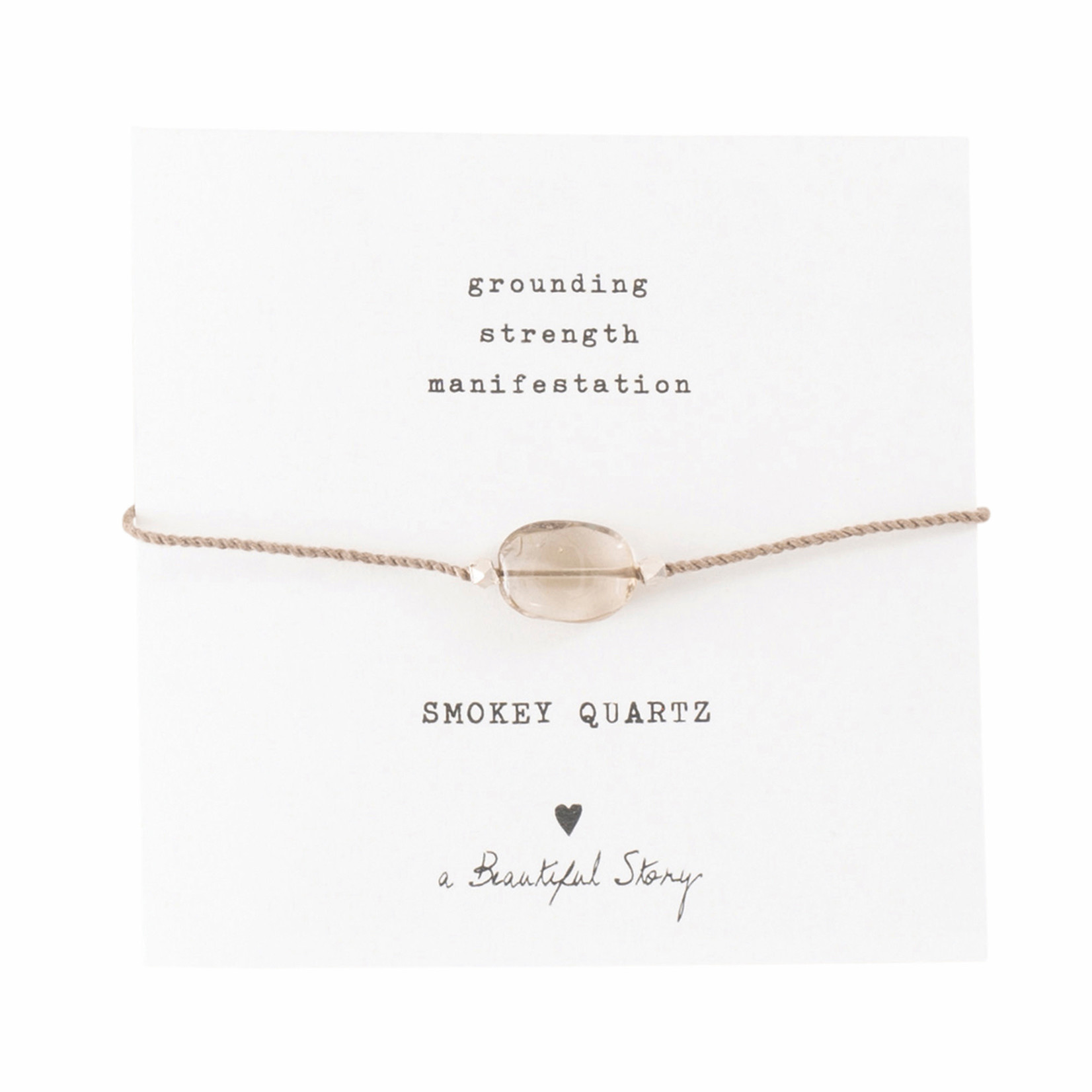 A Beautiful Story Gemstone Card Smokey Quartz Silver Bracelet/ Edelsteen Kaart Rookkwarts Zilveren Armabnd