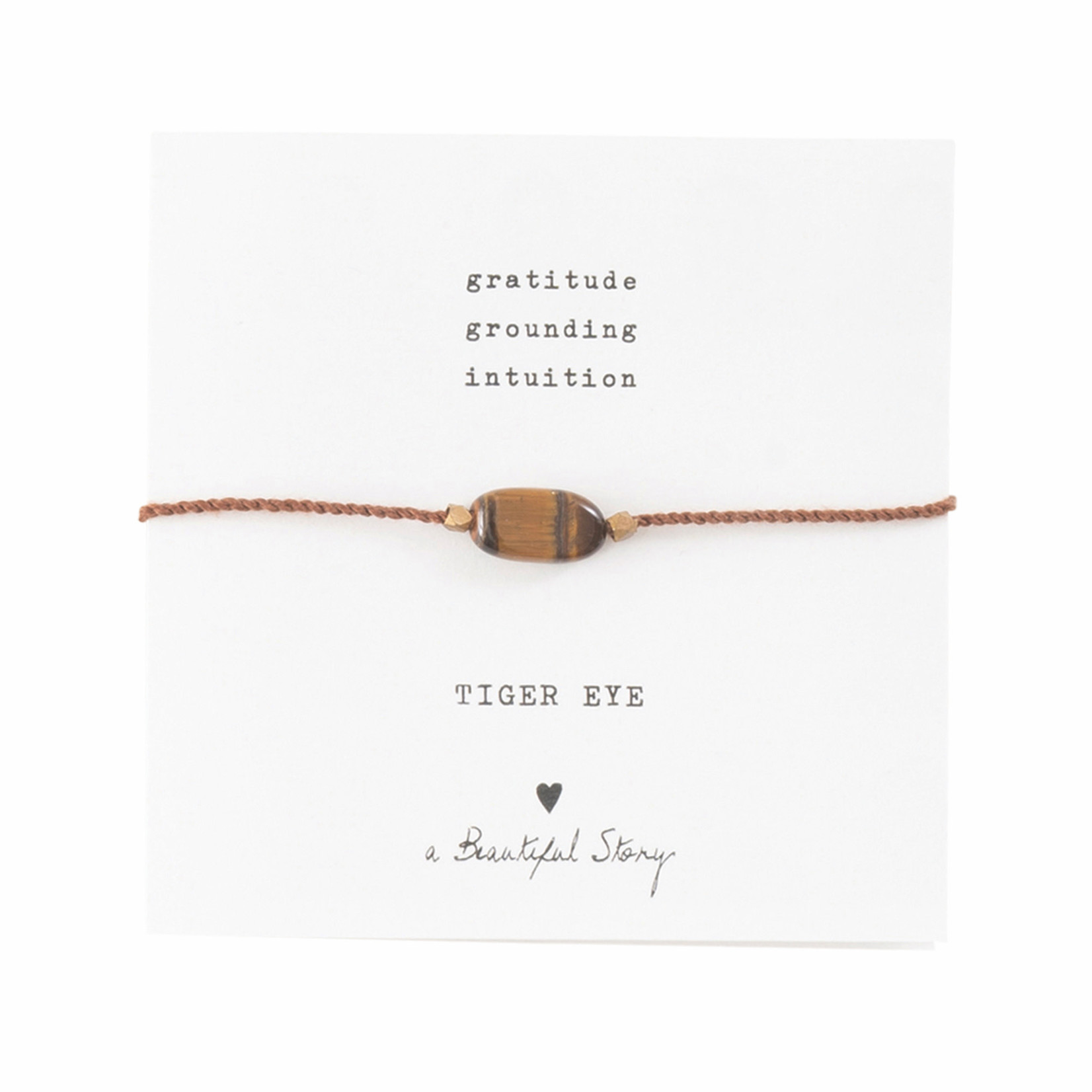 A Beautiful Story Gemstone Card Tiger Eye Gold Bracelet/ Edelsteen kaart Tijgeroog Gouden Armband