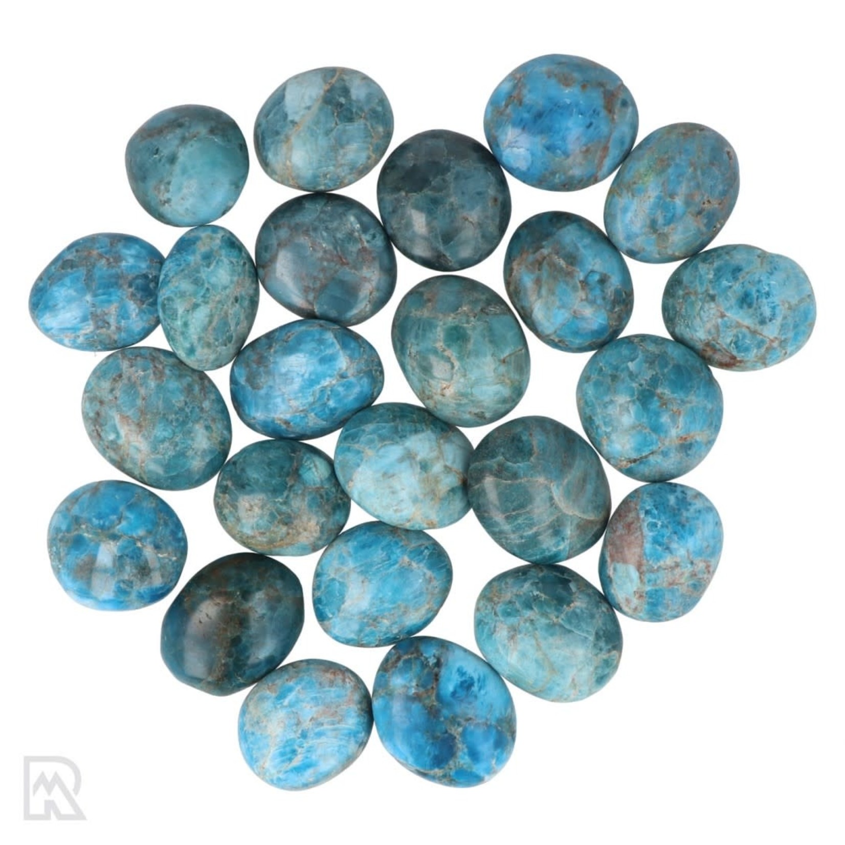 Blauwe Apatiet trommelsteen klein +/- 25 mm
