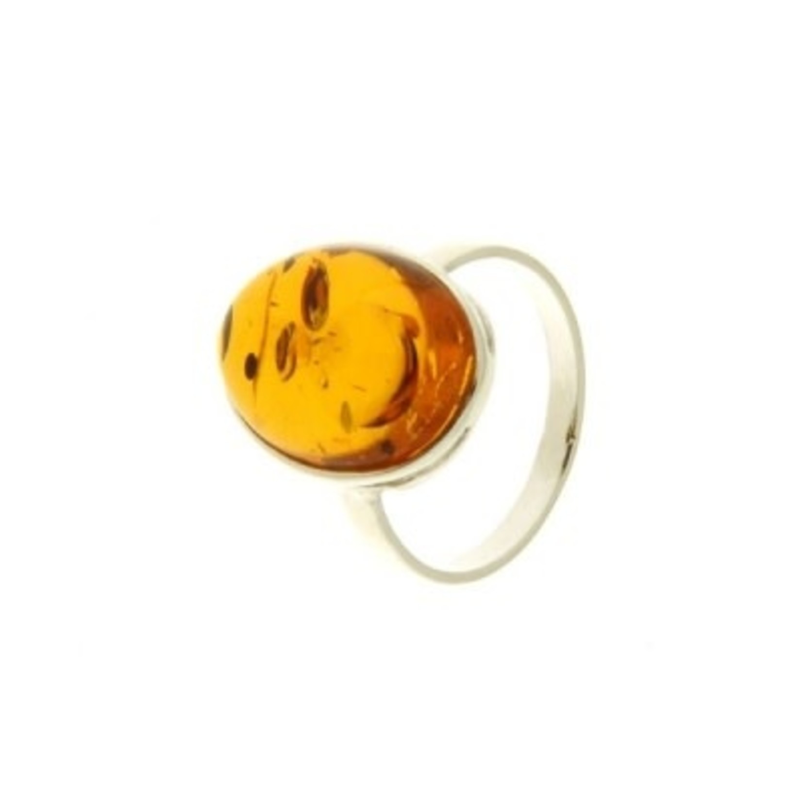 Amber ring maat 17.5 zilver