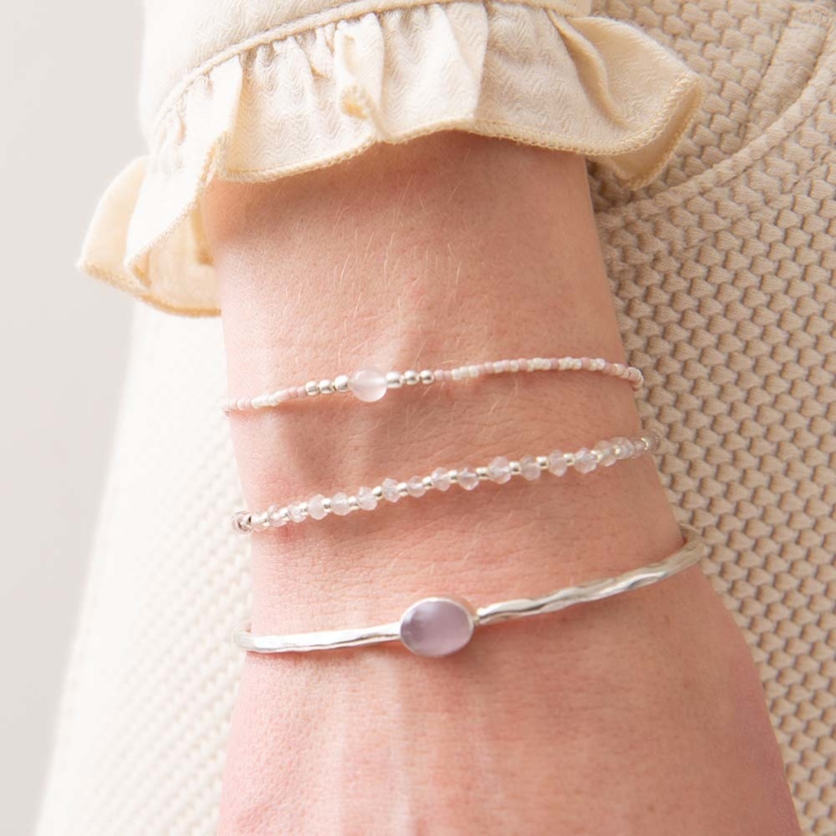 A Beautiful Story Iris Rozenkwarts Zilver Armband