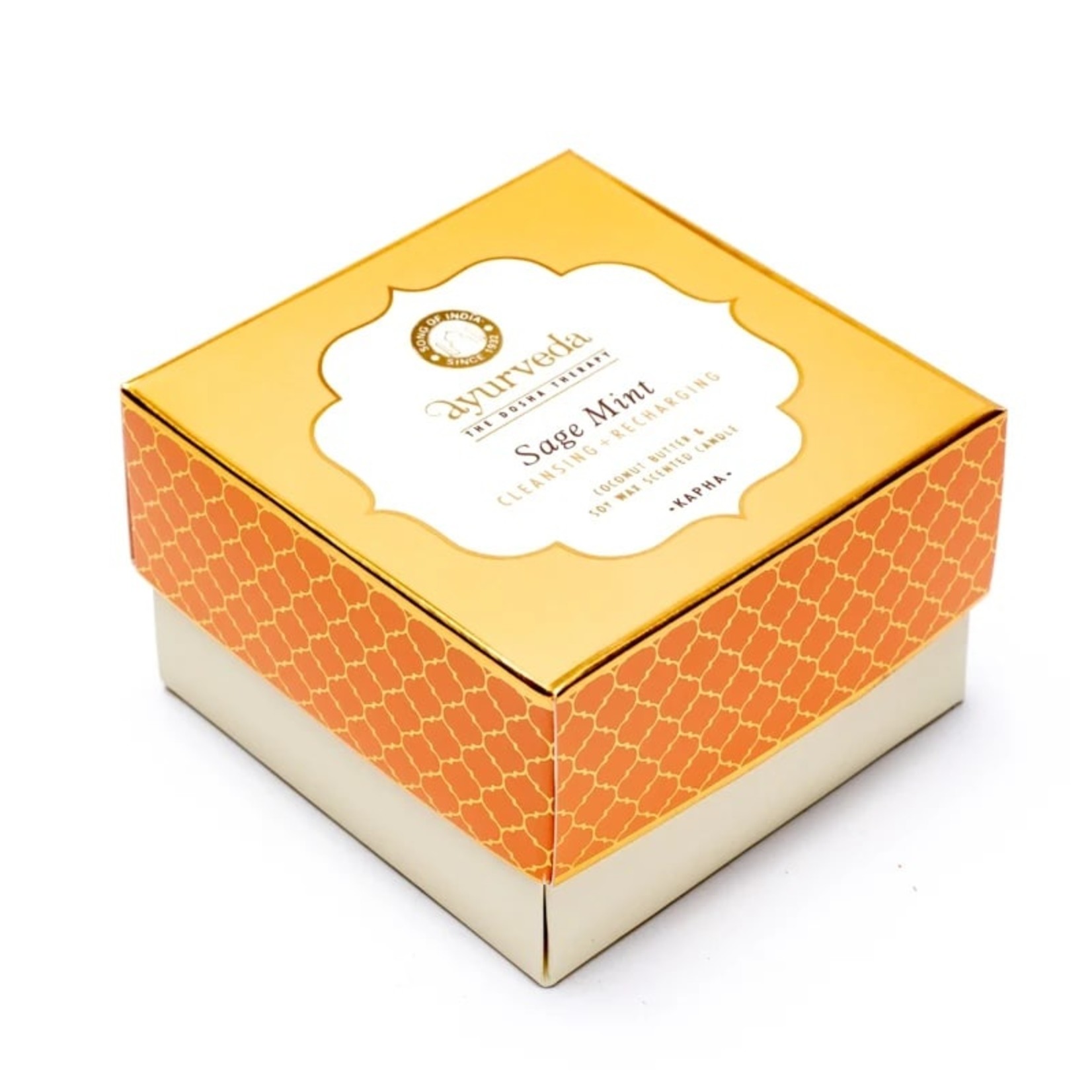 Kapha salie munt geurkaars met 2 lonten in pot -- 200 gram