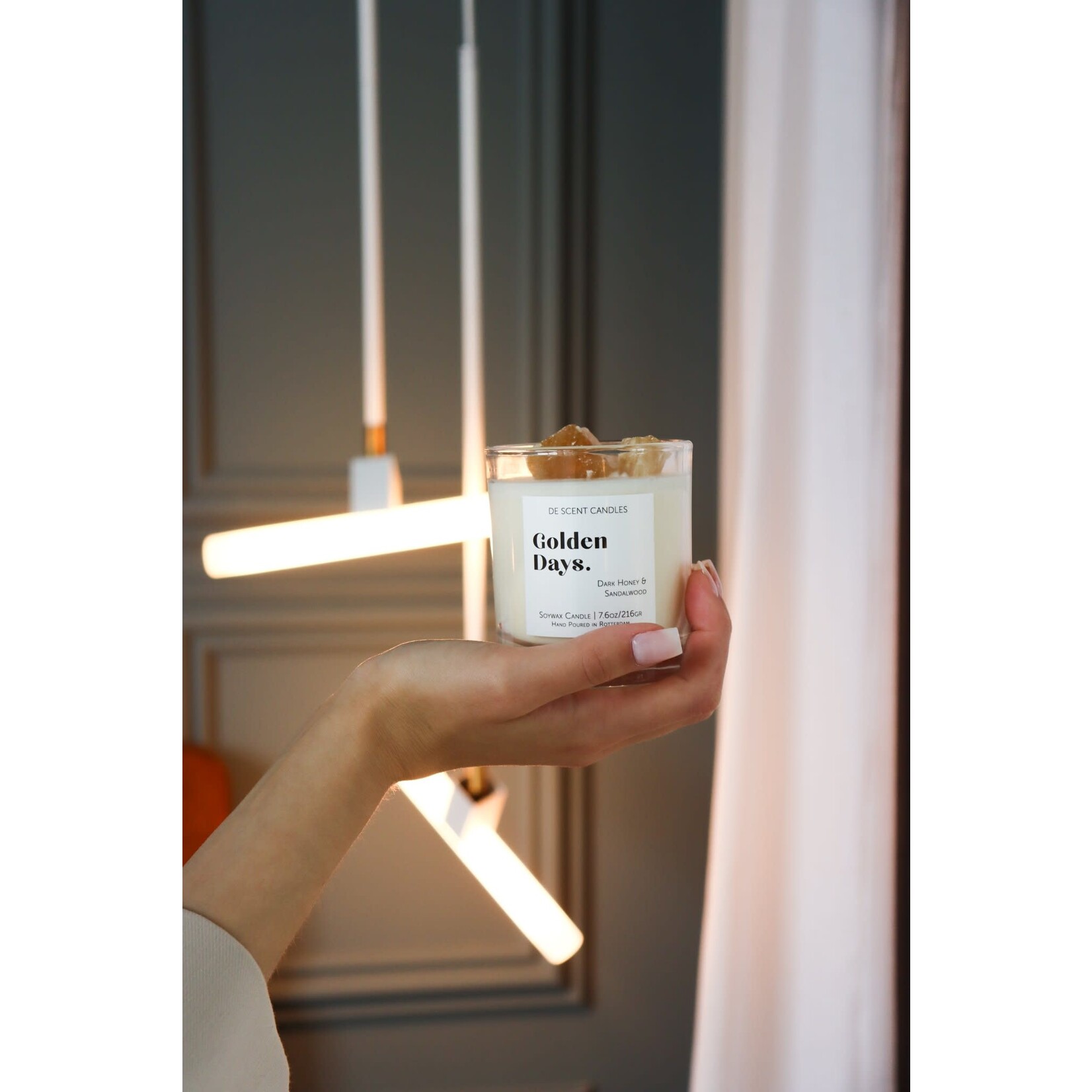 De Scent Golden Days. Geurkaars Incl Spotify Playlist