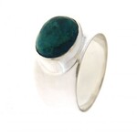 Chrysocolla Ring Zilver, maat 18.5