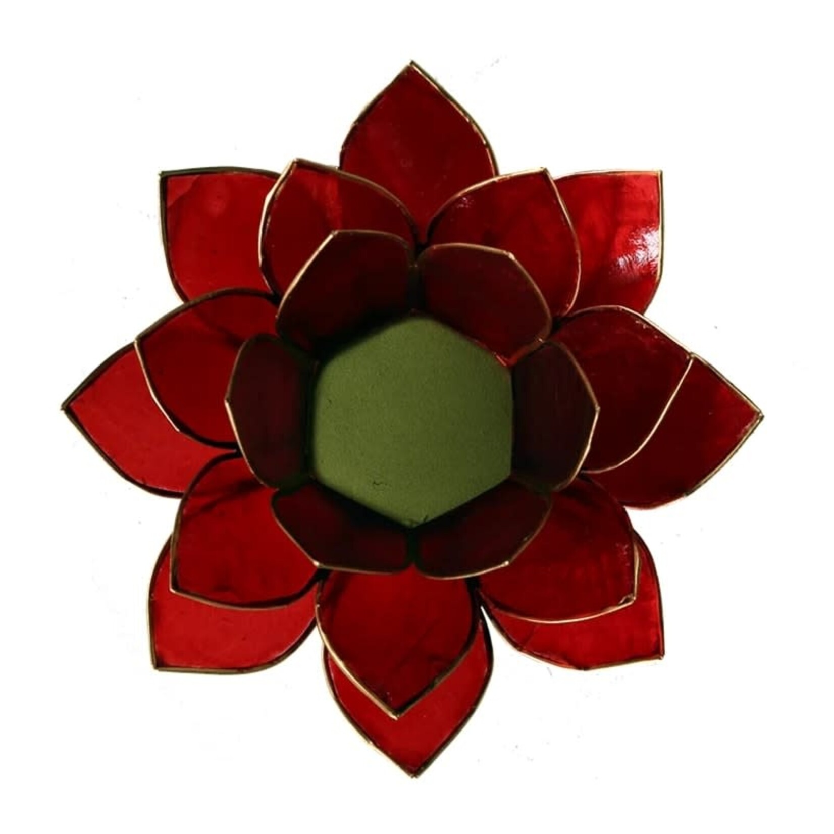 Lotus sfeerlicht rood 1e chakra goudrand -- 13.5 cm