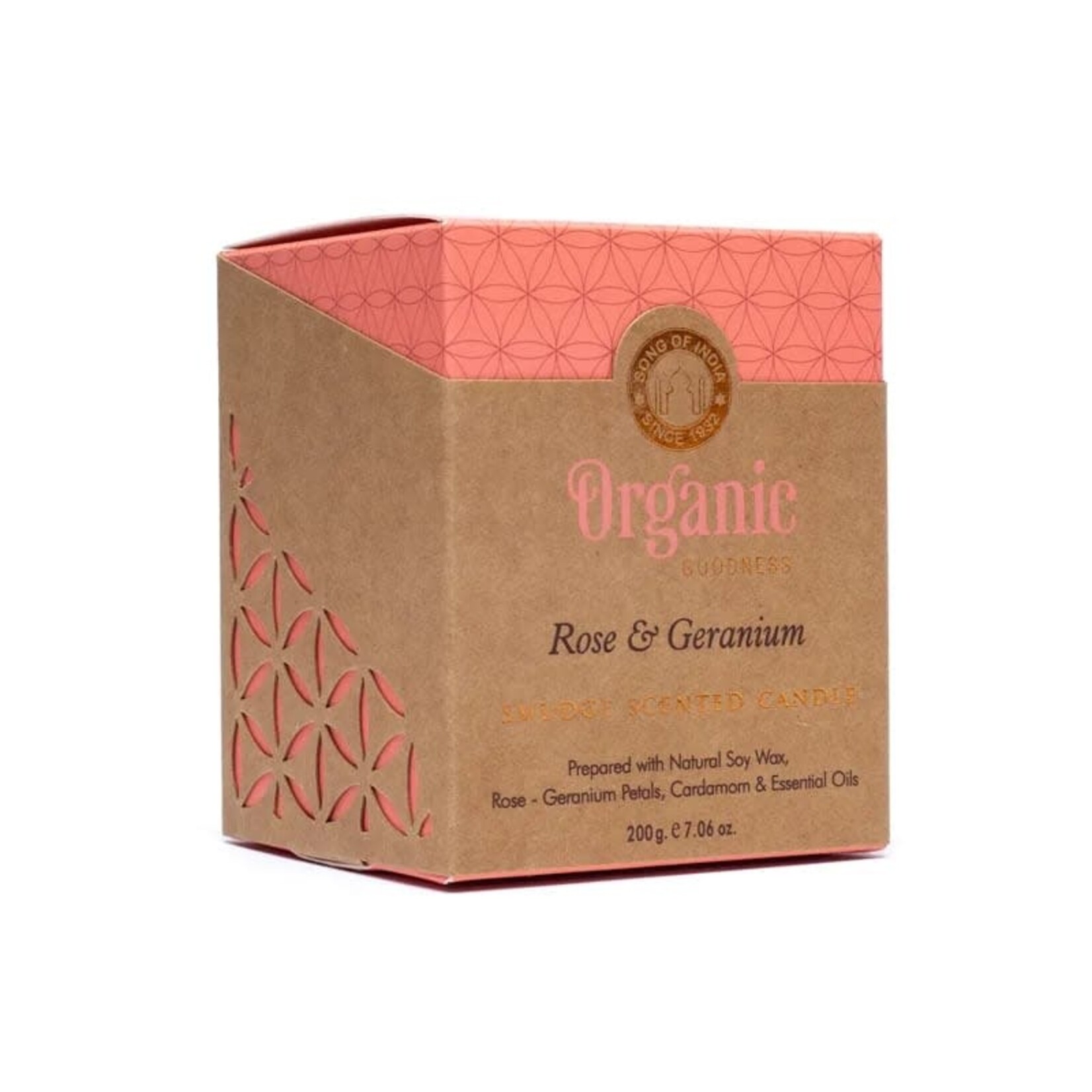 Organic Goodness geurkaars Roos & Geranium -- 200g