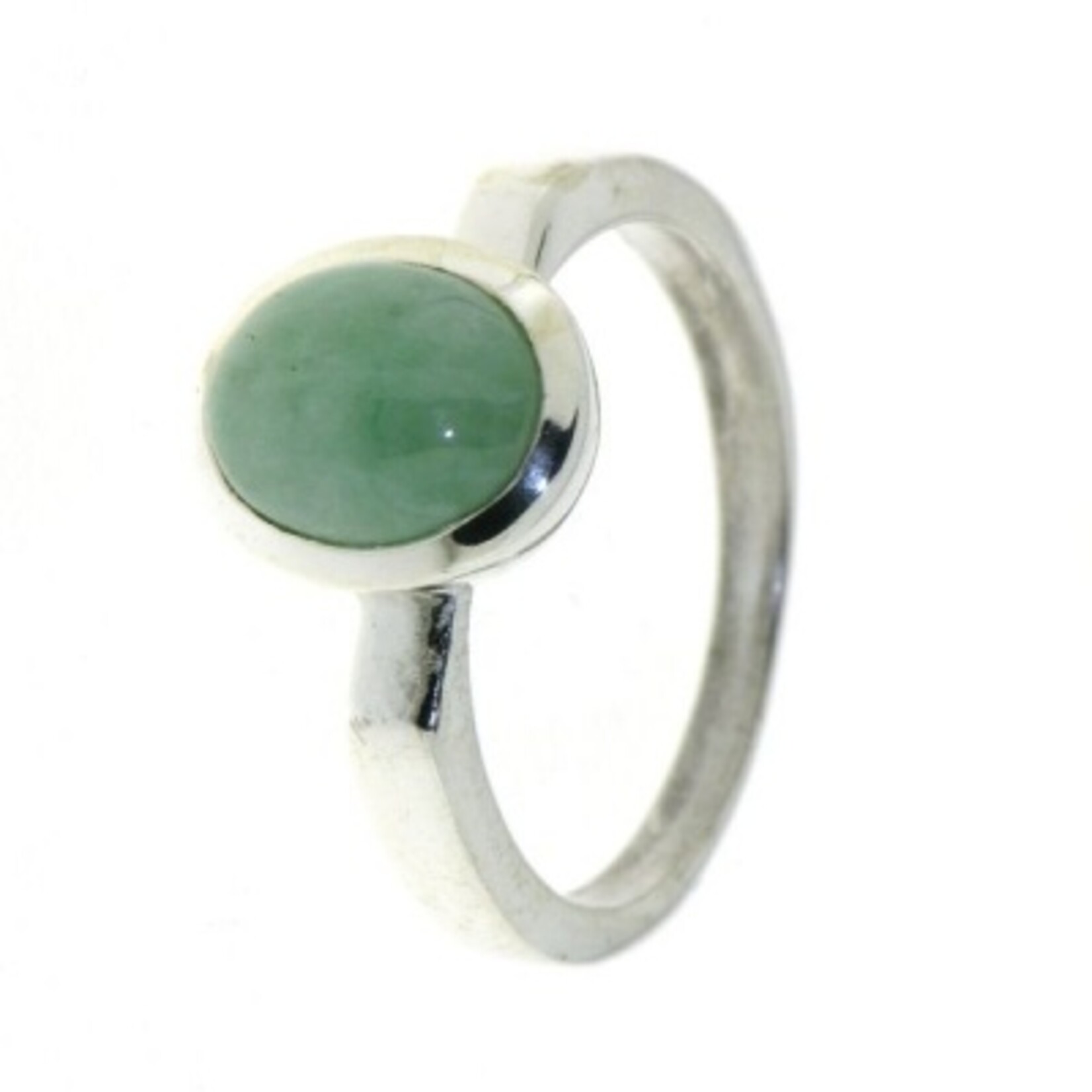 Jade Zilveren Ring, maat 17.5