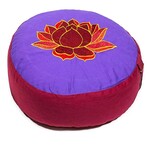 Meditatiekussen violet/rood lotus geborduurd -- 33x17 cm
