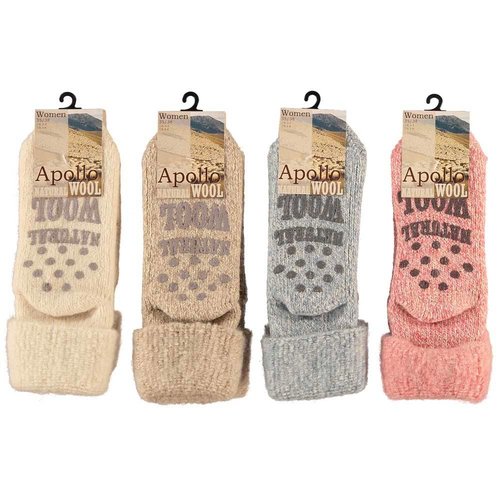 Apollo Apollo Dames Wol Slippersok  Roze en Blauw