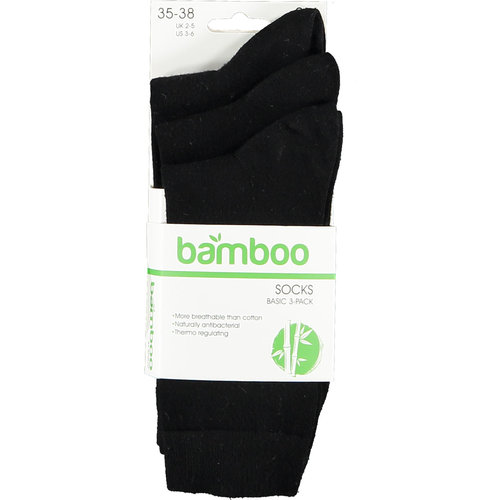 Bamboo Bamboe sok 3 pack zwart 39-42