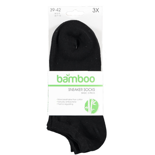 Bamboo Bamboe sneakersok 3 pack zwart 39-42