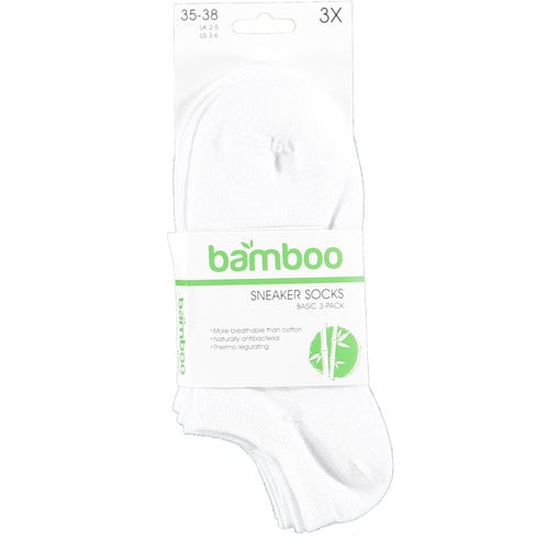 Bamboo Bamboe sneakersok 3 pack wit 39-42