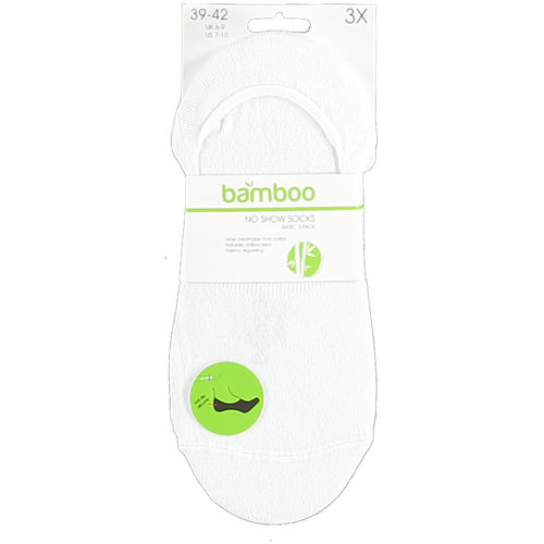 Bamboo Bamboe no show sok 3 pack wit 39-42