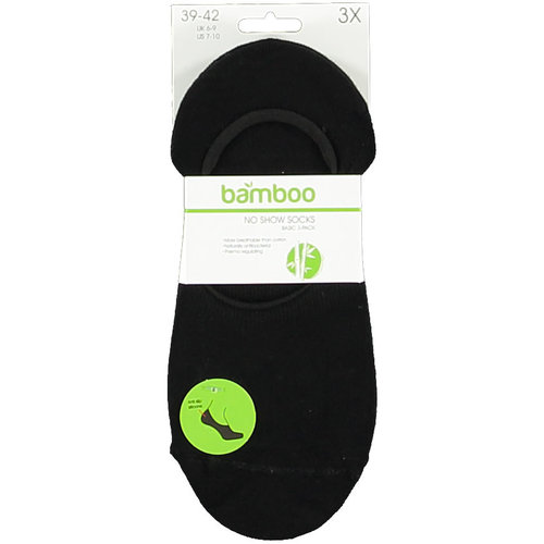 Bamboo Bamboe no show sok 3 pack zwart 43-46