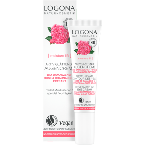 Logona Moisture lift active smoothing eye cream organic damask rose 15ml