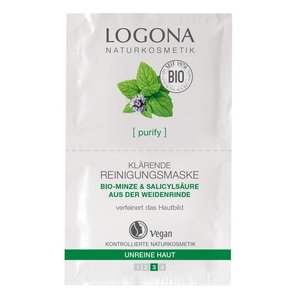 Logona Purify clarifying cleansing mask organic mint & salicylic acid from willow bark 15ml