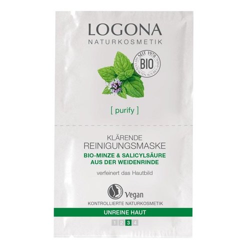 Logona Purify clarifying cleansing mask organic mint & salicylic acid from willow bark 15ml