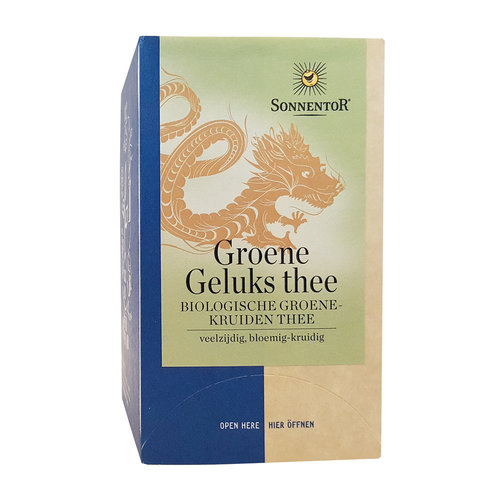 Sonnentor Groene geluksthee thee zakjes 18st. Sonnentor Groene geluksthee thee zakjes 18st.