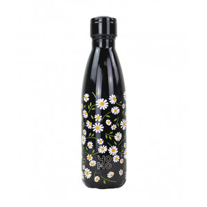 Yoko Waterfles isothermisch Black Daisy 500 ml Yoko Waterfles isothermisch Black Daisy 500 ml