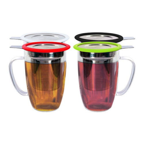 Yoko Tastea Theeglas met theefilter - rood