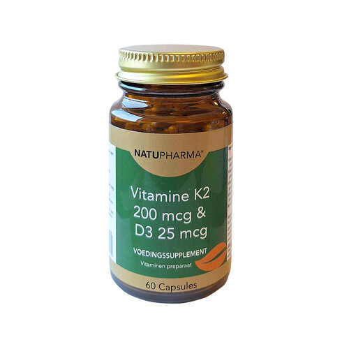 Natupharma Vitamine K2 200mcg & D3 25 mcg  60 caps.