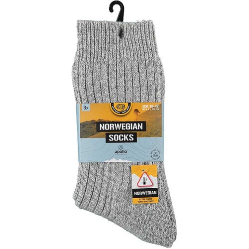 Apollo 3-Pack Noorse sokken grijs