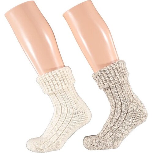 Apollo Apollo Unisex Beige/Wit Homesok Wol 2 paar