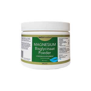 Natupharma Magnesium Bisglycinaat Poeder 125 mg Lemonsmaak 250gr Natupharma Magnesium Bisglycinaat Poeder 125 mg Lemonsmaak 250gr