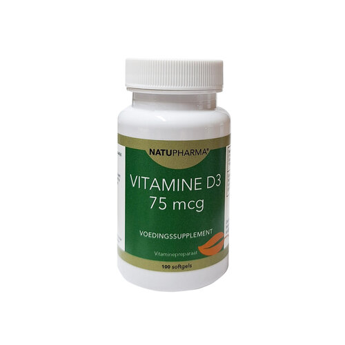 Natupharma Vitamine D3 75 mcg 100 stuks softgels (olijfolie) Natupharma Vitamine D3 75 mcg 100 stuks softgels (olijfolie)