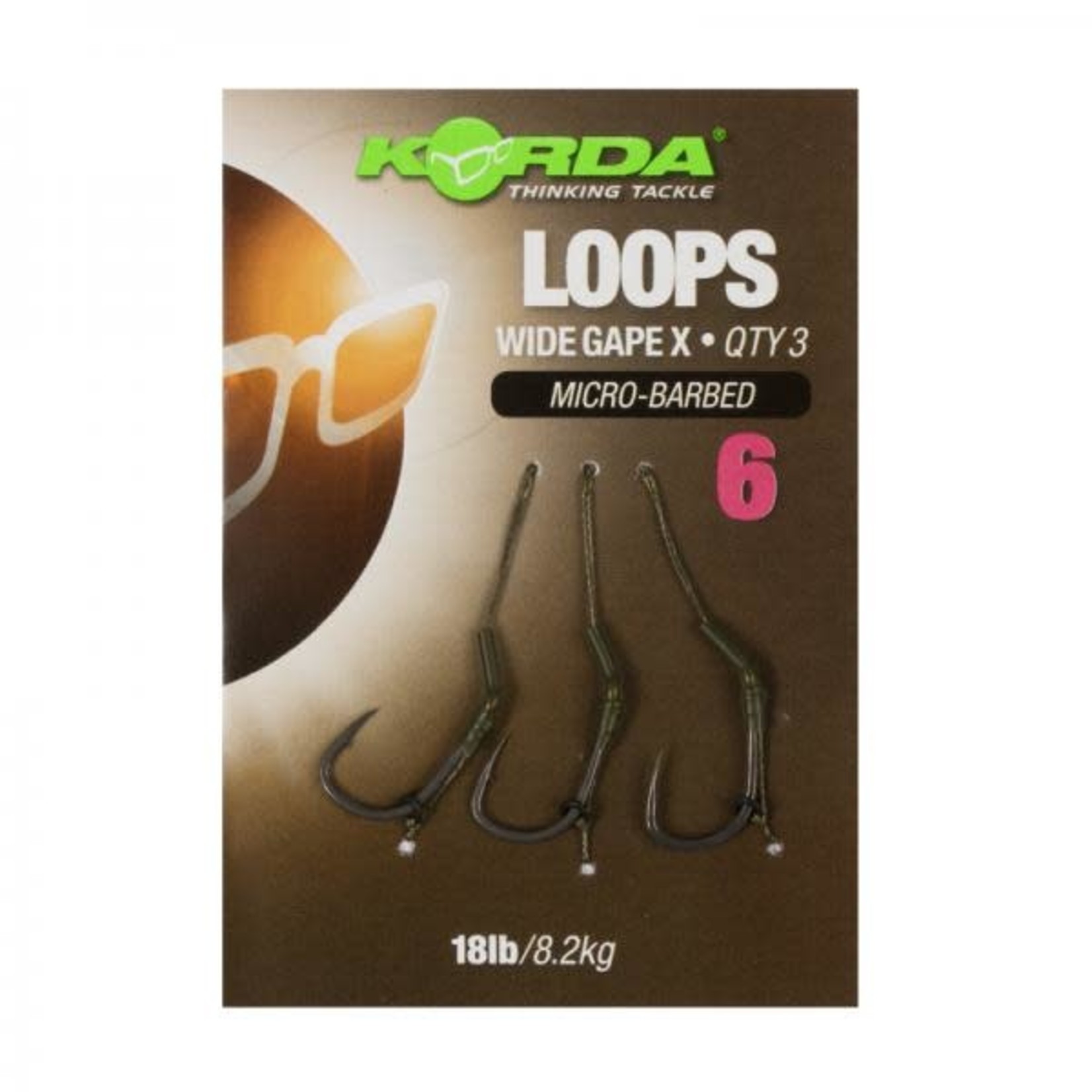 KORDA Korda Loop Rigs Size 6 DF Wide Gape X 18lb