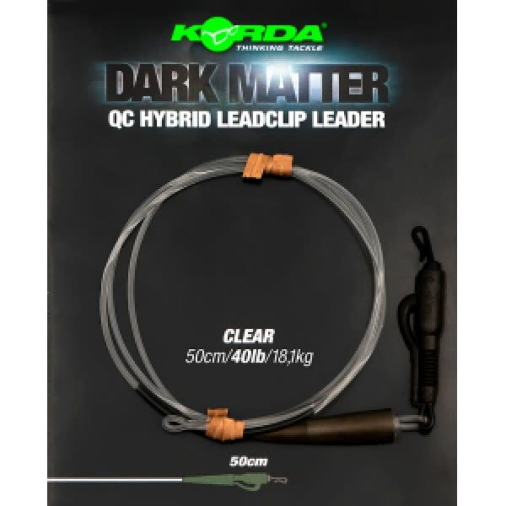 KORDA Korda Dark Matter Leader 50 cm QC Hybrid Clip Weed