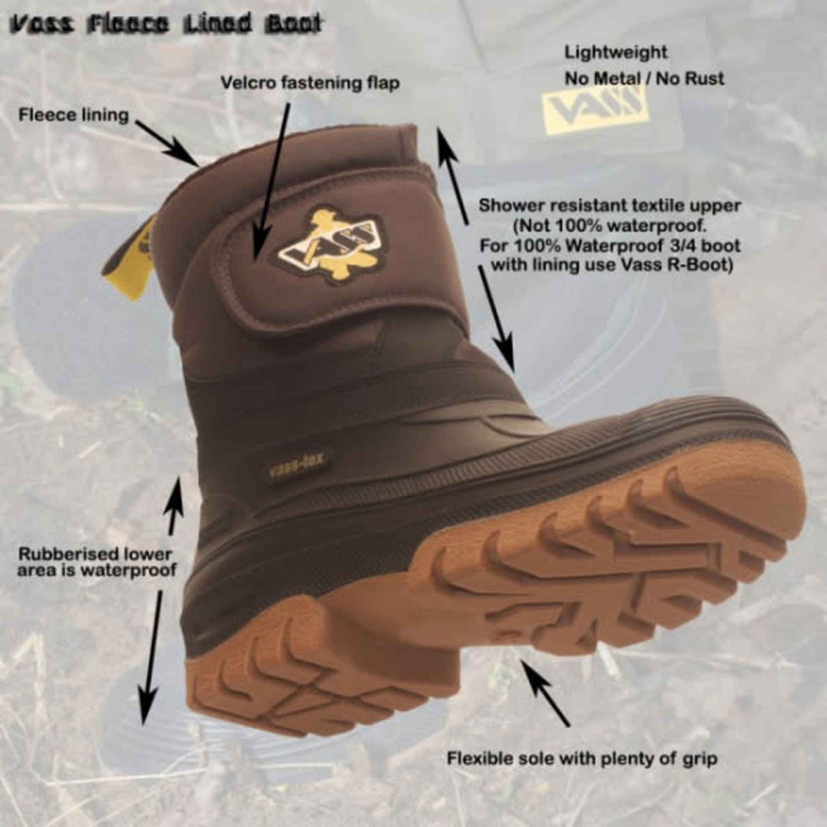 VASS Vass Fleece Lined Boot Velcro Strap