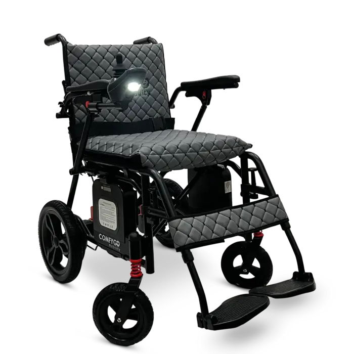 X-7 ComfyGO Lichtgewicht opvouwbare elektrische rolstoel voor reizen met afstandsbediening