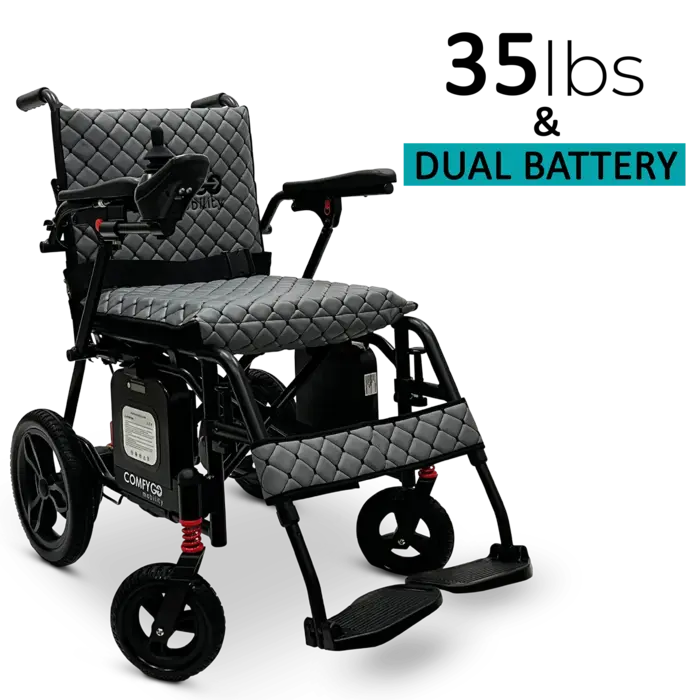 X-7 ComfyGO Lichtgewicht opvouwbare elektrische rolstoel voor reizen met afstandsbediening