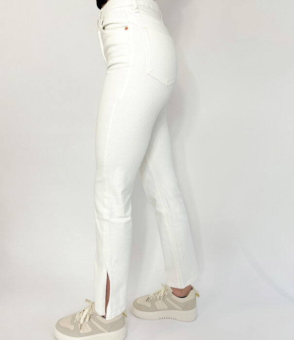 Queen Heart Split Jeans | White