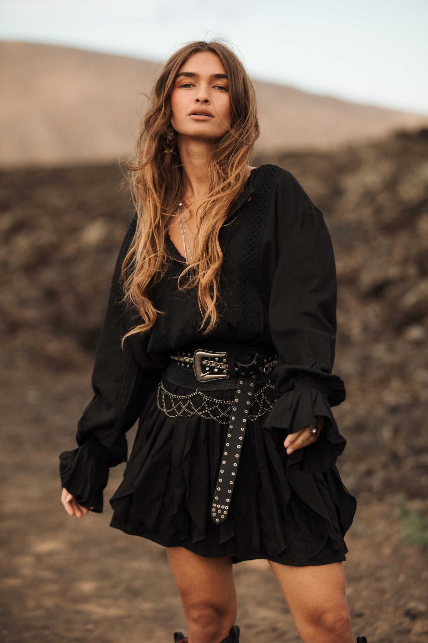Nikita Ruffle Dress | Black