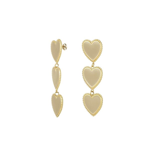Earrings 3 Hearts | Beige