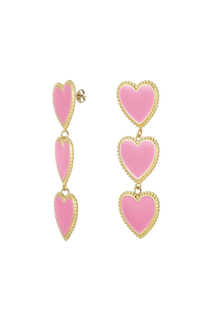 Earrings 3 Hearts | Pink