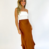 Long Satin Skirt | Brown Long Satin Skirt | Brown