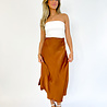 Long Satin Skirt | Brown Long Satin Skirt | Brown