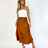 Long Satin Skirt | Brown Long Satin Skirt | Brown