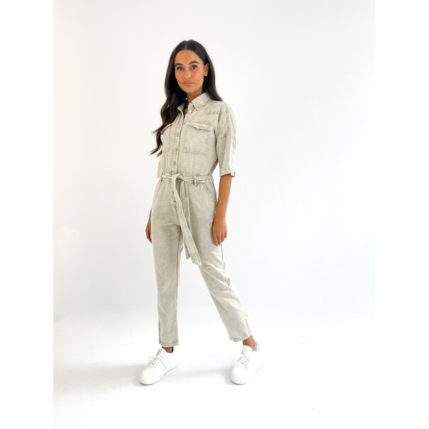 Lexi Denim Jumpsuit | Beige