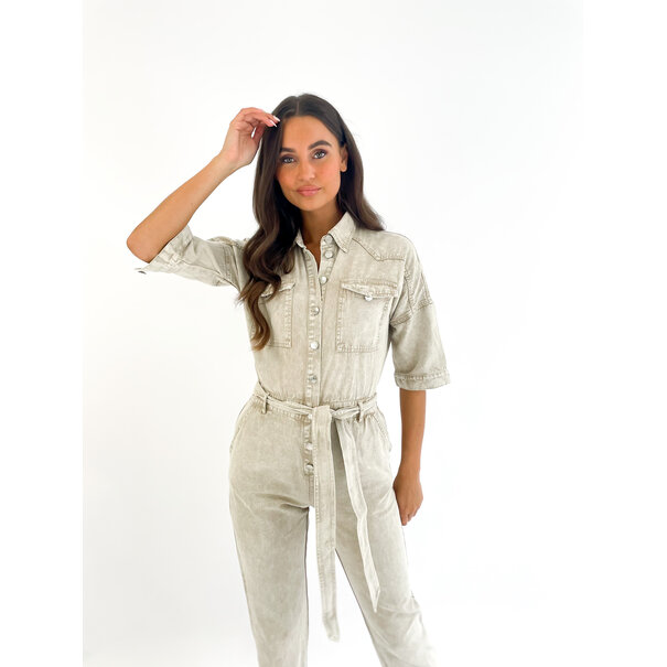 Lexi Denim Jumpsuit | Beige